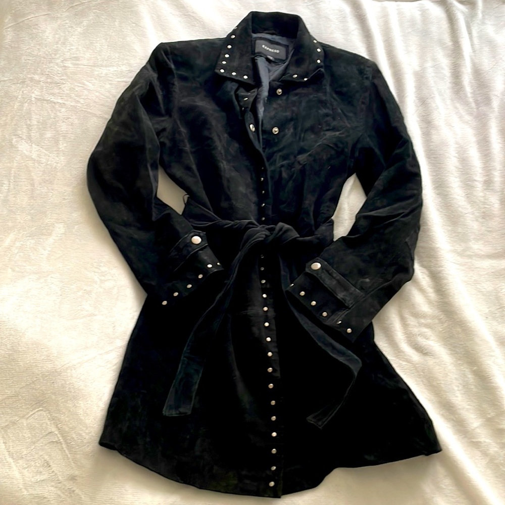 Black suede coat